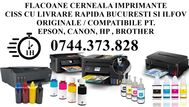 Flacoane imprimanta cerneala CISS - tip Epson, Canon, Hp, Brother etc